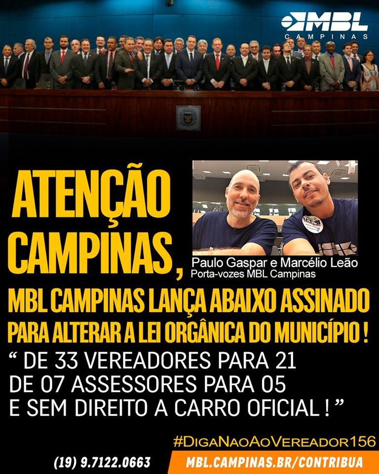 Diminuição do número de Vereadores e Assessores na Câmara de Campinas
