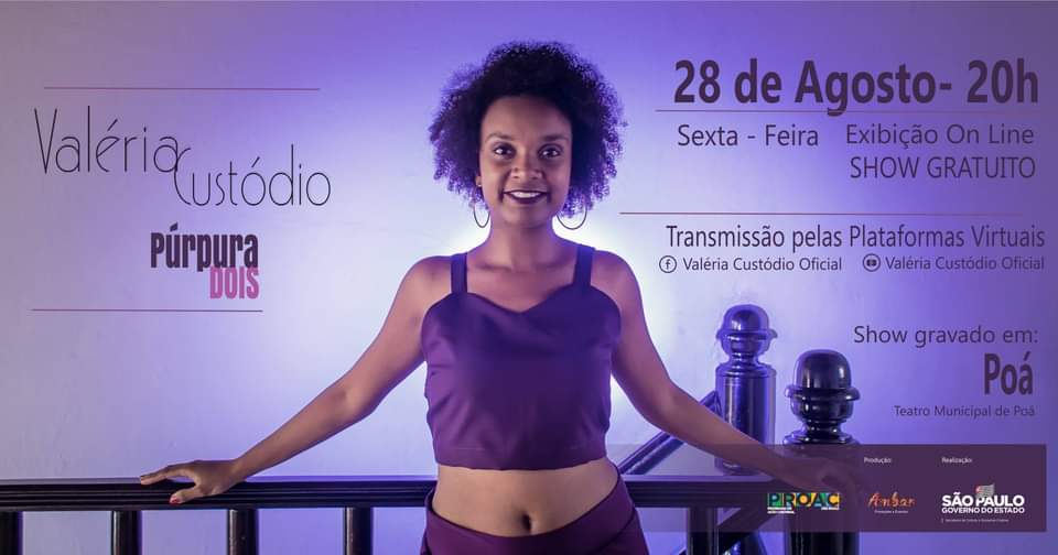 Valéria Custódio celebra público em turnê “Púrpura –Dois”