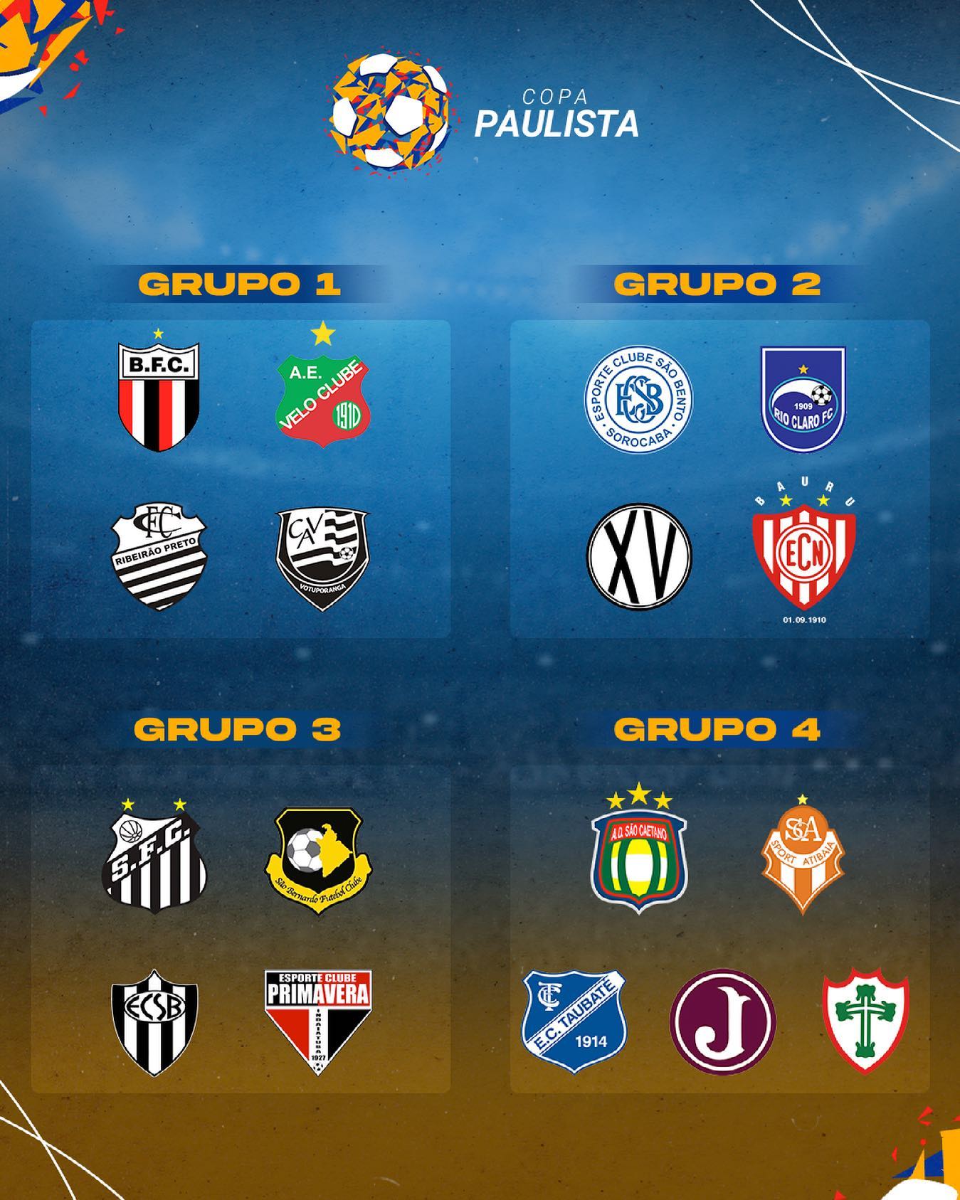 Copa Paulista tem grupos definidos