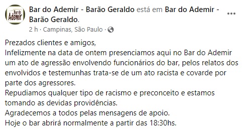 Bar afirma que grupo com símbolos nazistas atacou funcionário negro