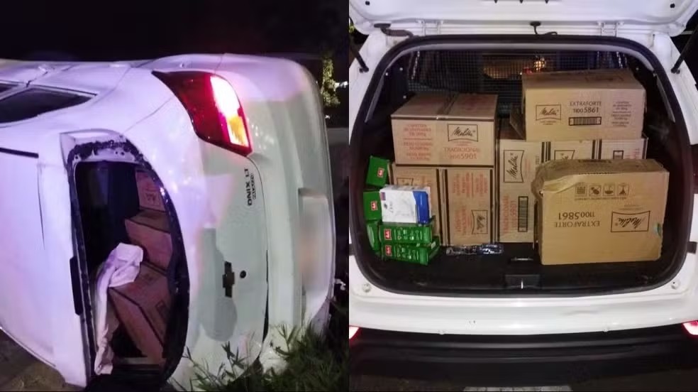 Após roubar carga de café, homem capota carro e tenta fugir da GCM a pé