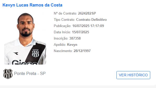 Ponte Preta acerta contratação do lateral-esquerdo Kevyn