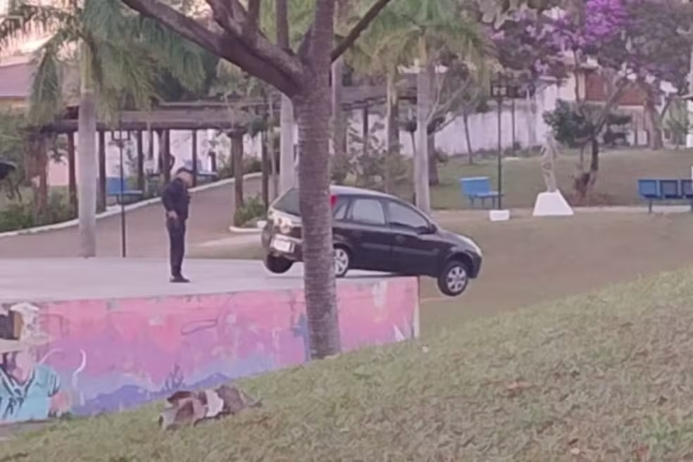 Motorista com sinais de embriaguez invade praça em Hortolândia