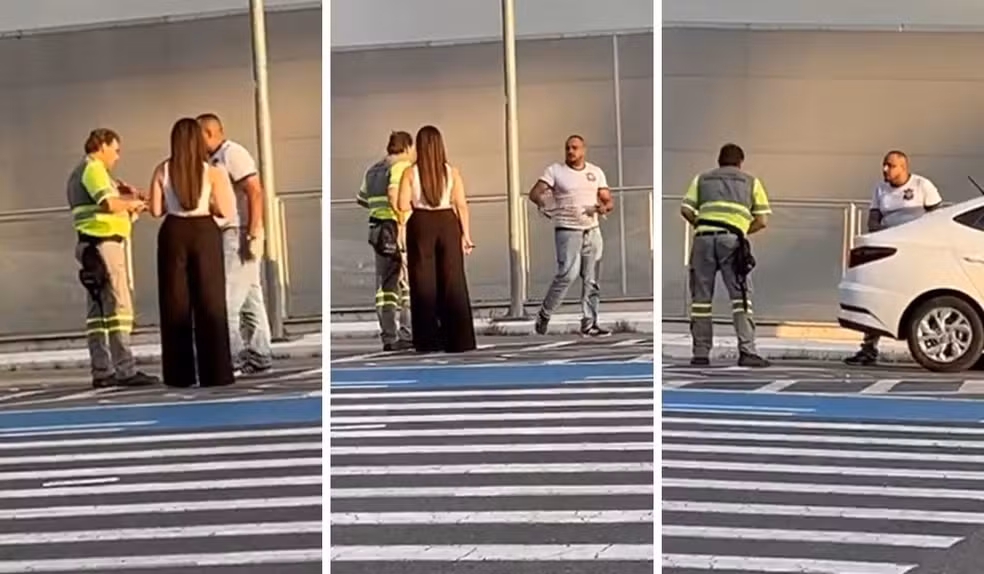 Motorista joga talão de amarelinho no chão no Aeroporto de Viracopos
