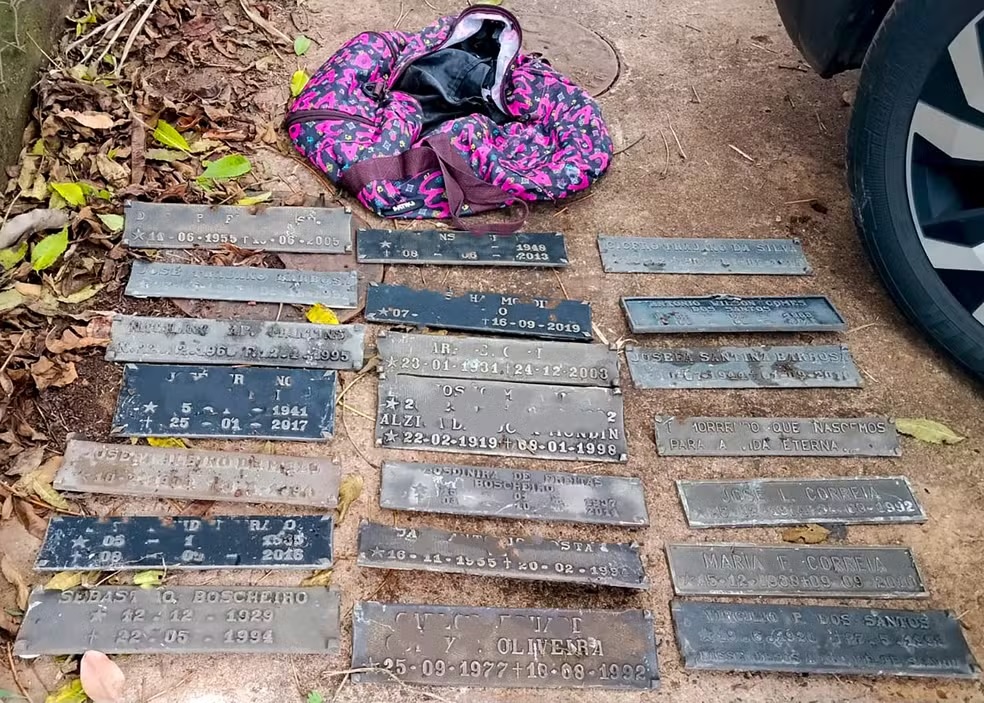 GM prende dois homens por furto e receptação de quase 70 placas de bronze de cemitérios em Santa Bárbara d’Oeste
