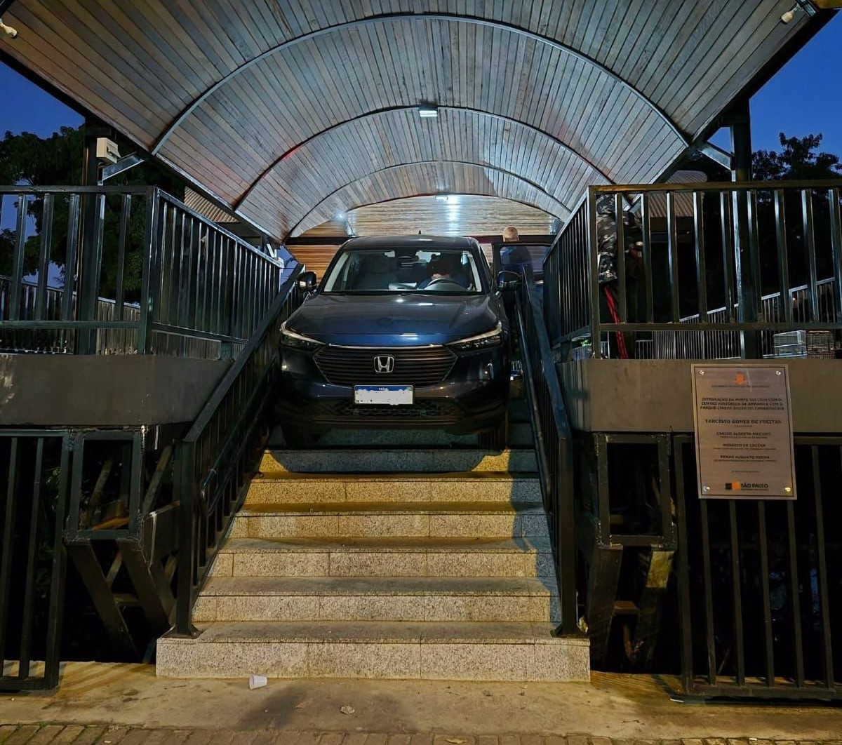 Carro entala em escadaria e motorista acaba autuado por transporte irregular de ave silvestre em Amparo; entenda 