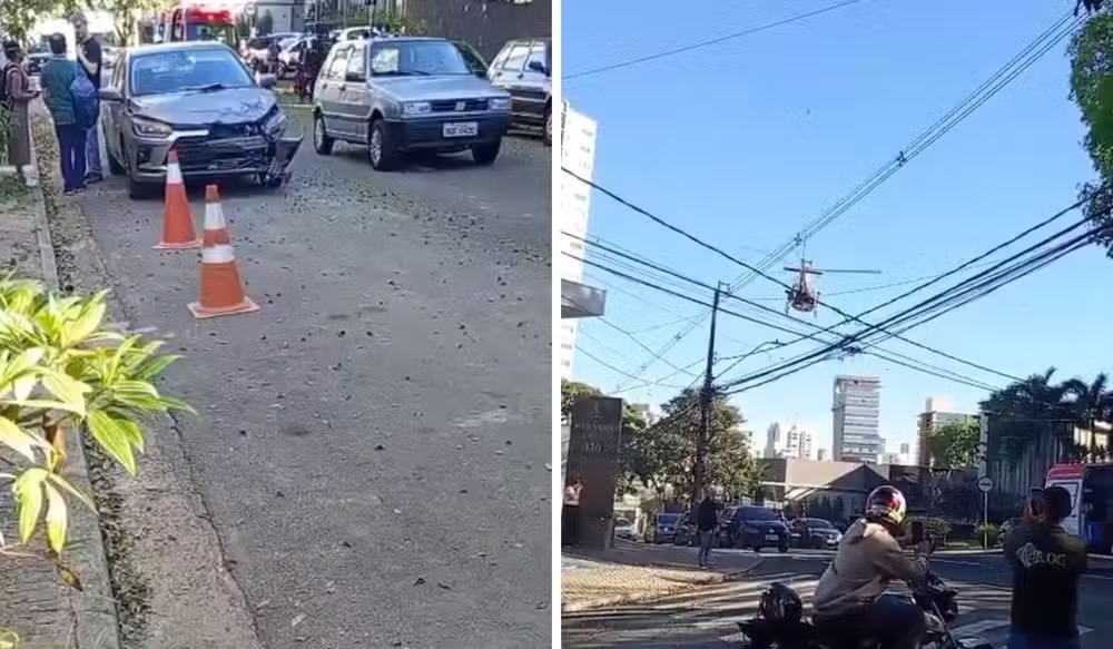 Motociclista e filha ficam gravemente feridos em acidente no Nova Campinas 