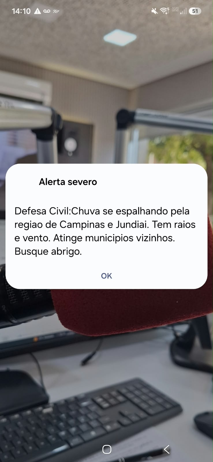 Defesa Civil do Estado emite Alerta Severo para a região de Campinas